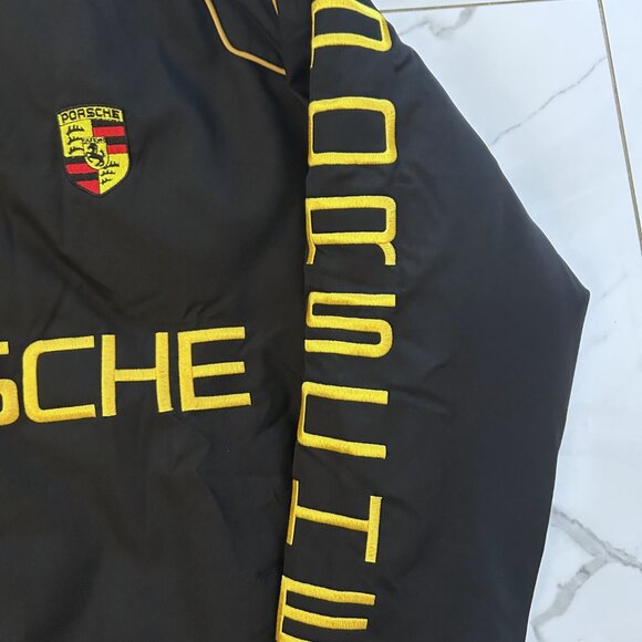 Porsche Black Racing Jacket â Vintage Embroidered Bomber NWOT - Picture 4 of 7